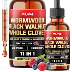 MILIVOL 11in1 Berry Mix tincture bottle front view, 2oz