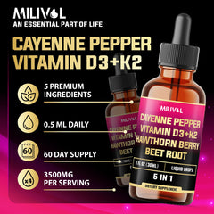 Illustration of daily 0.5 ml dosage for MILIVOL cayenne drops