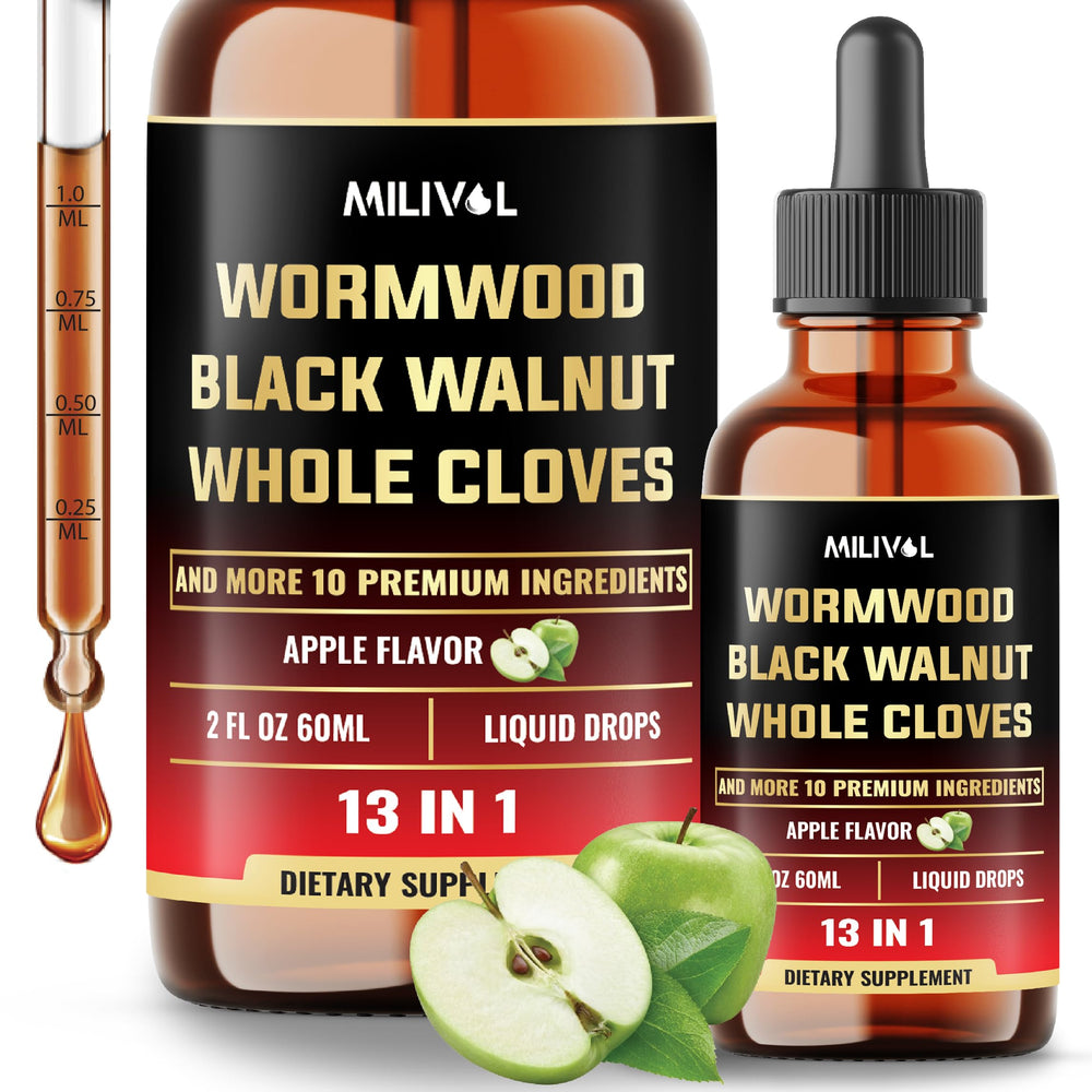 MILIVOL 13in1 Wormwood Liquid Drops bottle and packaging (60ml / 2oz)