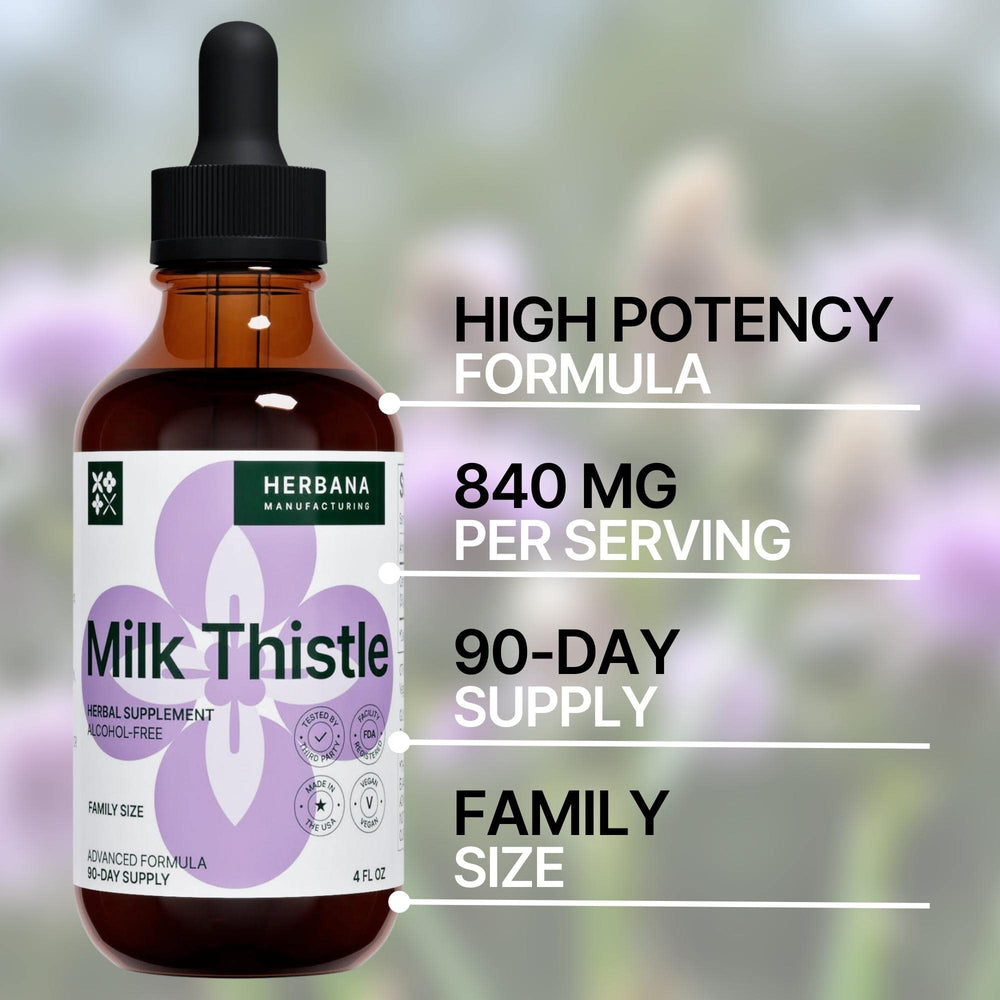 Ingredients and label of milk thistle tincture