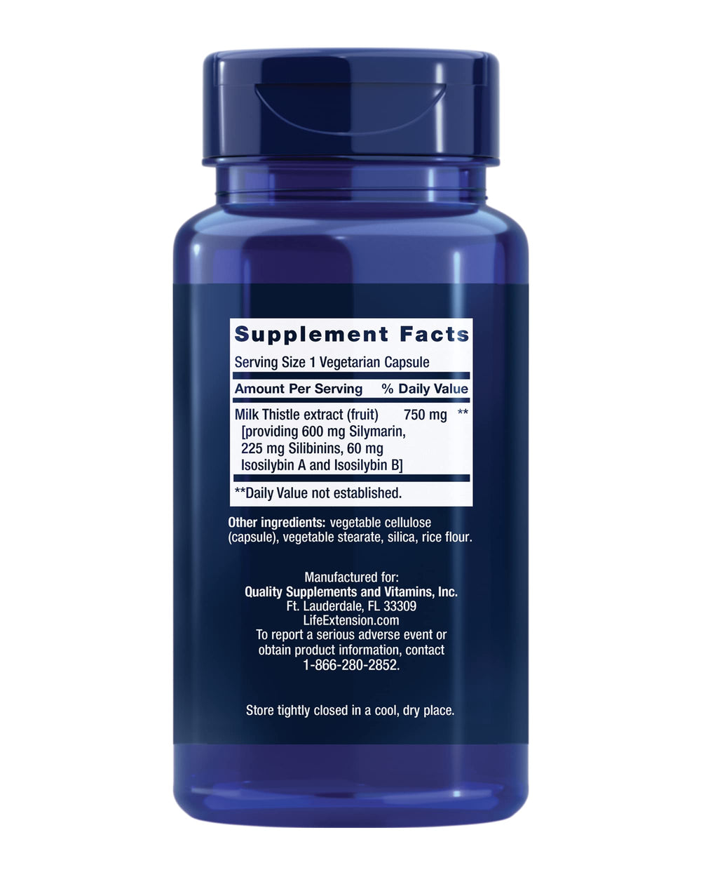 Milk thistle extract 750 mg per capsule