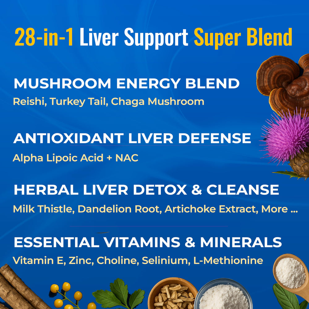 Milk Thistle, Dandelion, and Artichoke ingredients for liver support