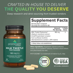 Milk thistle phytosome Silibin 29% 180 mg label