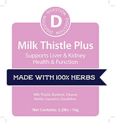 Milk Thistle Plus dosage chart on the bottle label