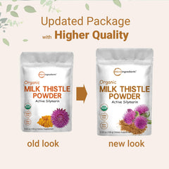 Milk thistle powder being added to a shake