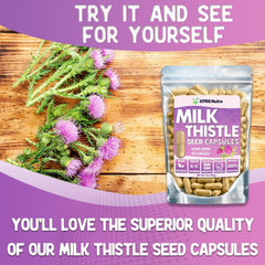 Bottle of milk thistle capsules with supplement branding