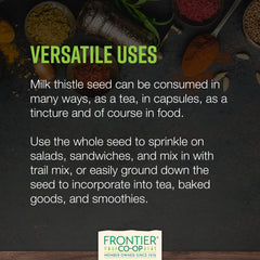 Milk thistle seed applications for tea, powder, baked goods