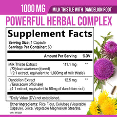 Close-up of Milk Thistle supplement bottle label