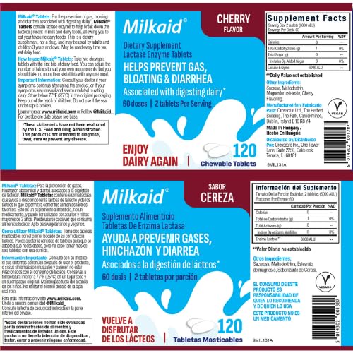 Milkaid lactase enzyme chewable tablet close-up