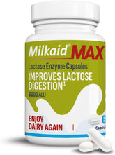 Milkaid Max 9000 ALU lactase capsules bottle, 60 unflavored
