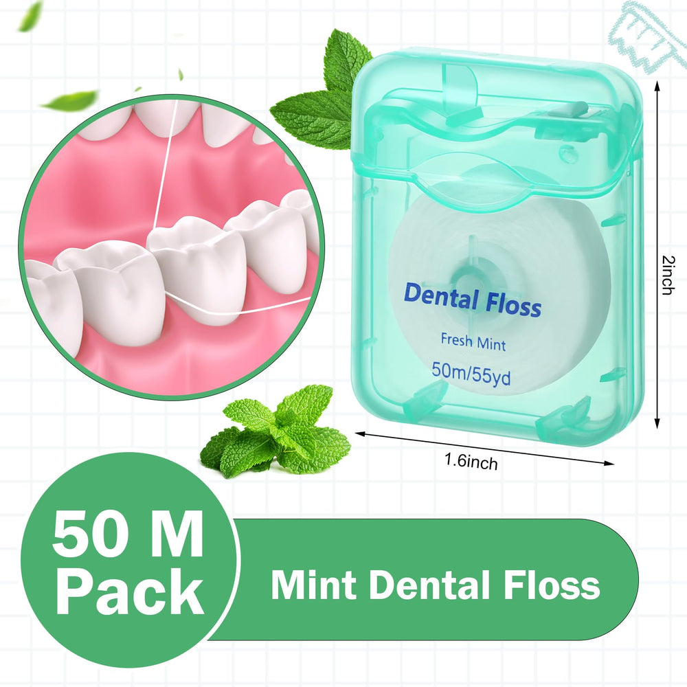 Bulk dental floss mint flavor, 60-count, 50m each, travel-friendly packaging
