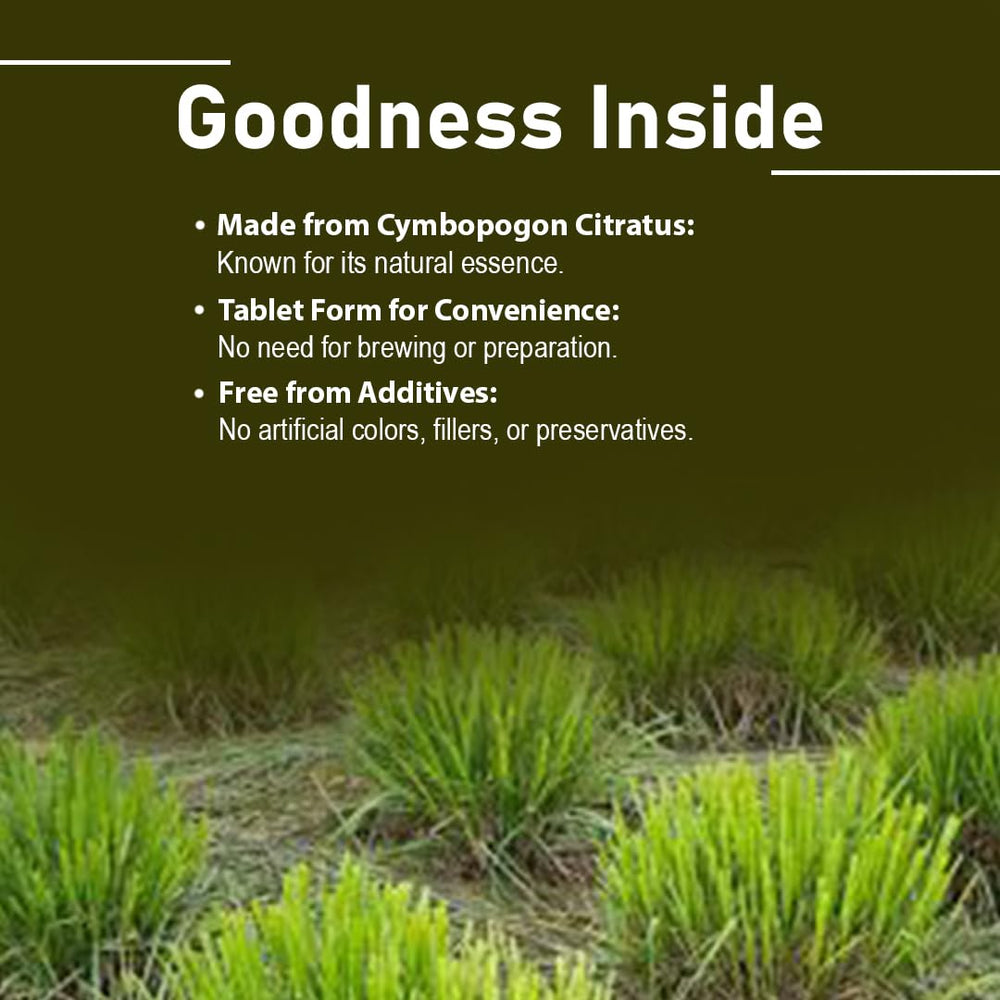 Close-up of lemongrass tablets showing size and texture