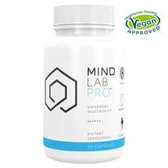 Close-up of nootropic capsules featuring L-Theanine, B vitamins, and Citicoline