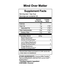 Mind Over Matter jar next to a cup of tea for focus and calm