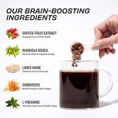 Ingredients: Lion's Mane, Cordyceps, Rhodiola and cacao