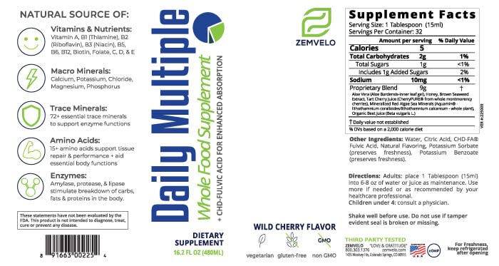 Cherry flavor label for Mineralife Daily Multiple