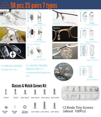 12 tiny screws with nuts, caps and washers