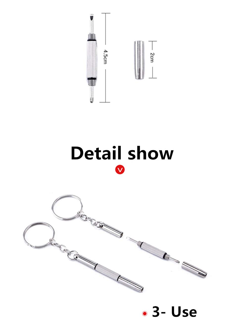 Flat head screwdriver tip on the 3-in-1 tool