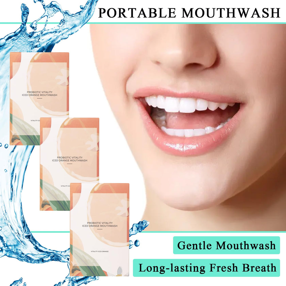 Mini travel mouthwash bulk set with 60 individual sachets