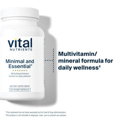 Ingredients panel for Minimal and Essential Multivitamin
