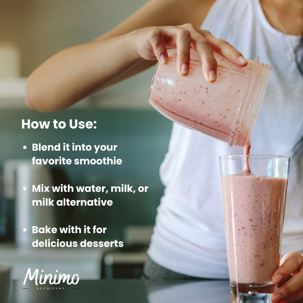 Minimo Nutrition Whey Isolate label close-up highlighting clean ingredients and amino acids.