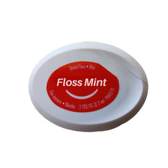 Mint flavored dental floss on a 3-yard spool for on-the-go use