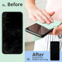 Mint green microfiber cloth cleaning a laptop or monitor