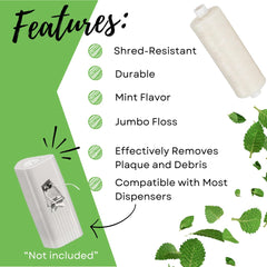 Green translucent floss dispenser with mint waxed dental floss refills