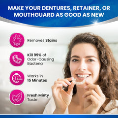 Minty fresh denture cleaner tablets dissolving in water