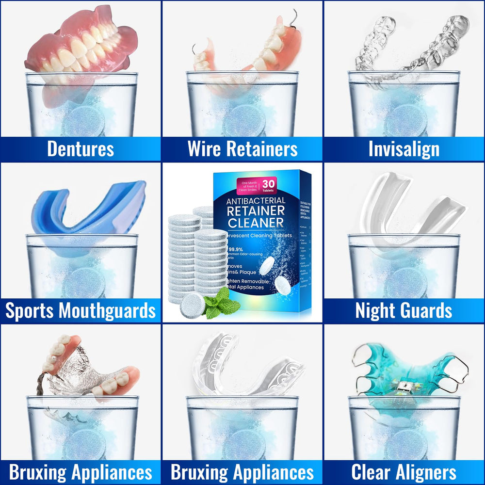 Minty fresh retainer cleaner tablets for all removable dental appliances