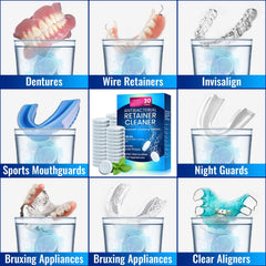 Minty fresh retainer cleaner tablets for all removable dental appliances