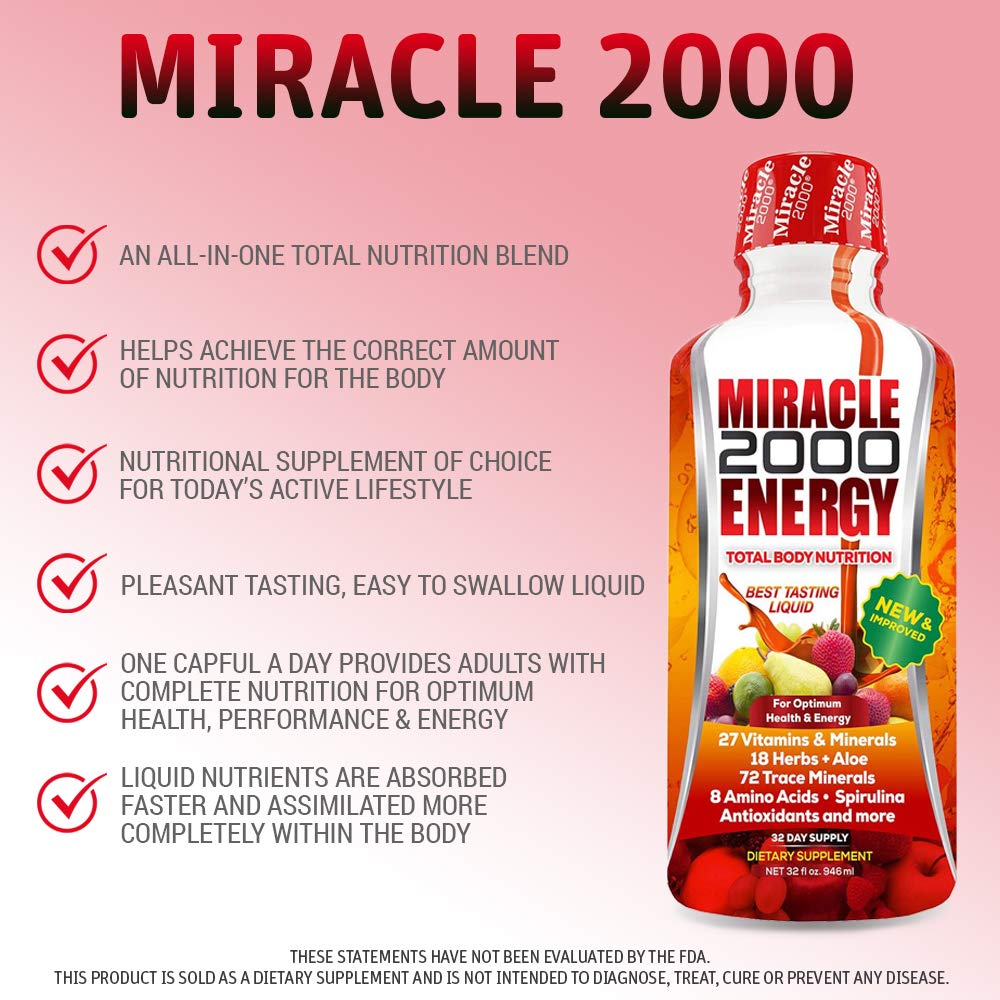 Miracle 2000 bottle label displaying 32 oz size