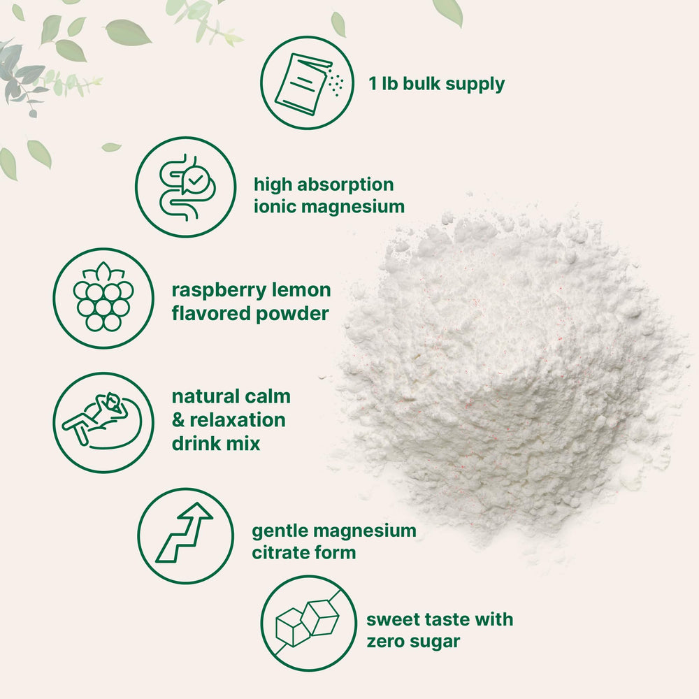 Nutrition label for MiracleMag Calm Magnesium Powder 1lb