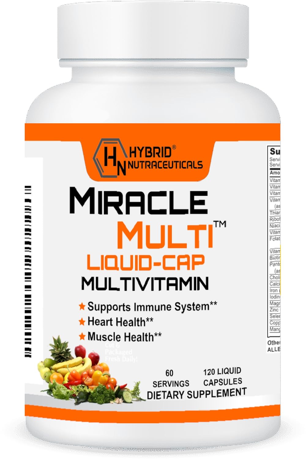 Front view of MiracleMulti Liquid Multivitamin 120 softgels bottle