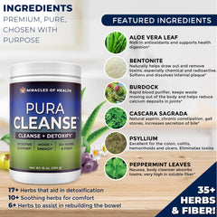 Miracles of Health Pura Cleanse glass with water illustrates hydration during detox routine
