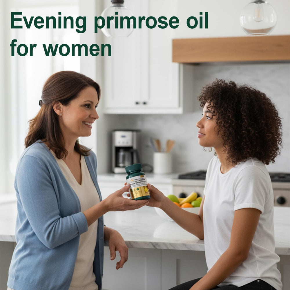 Close-up of 1500mg evening primrose oil capsules