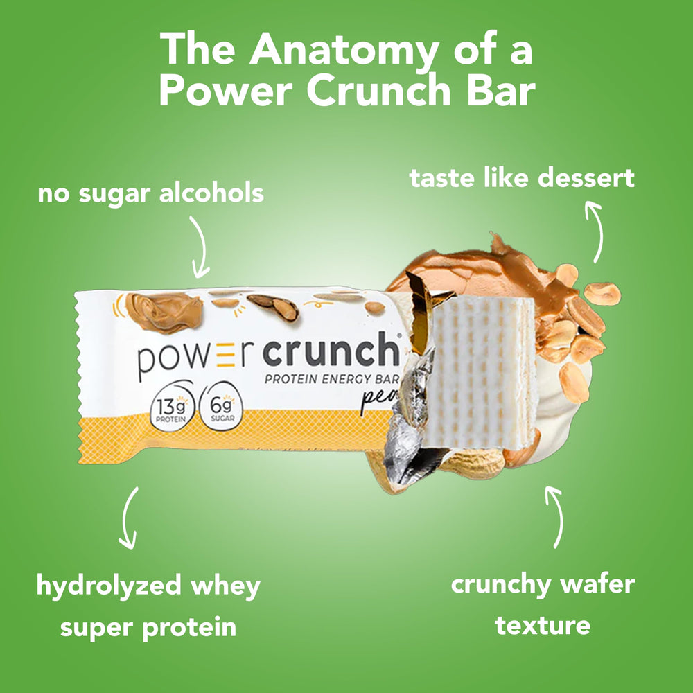 Mission Nutrition Power Crunch Peanut Butter Creme bar blends creamy creme with crisp wafers.