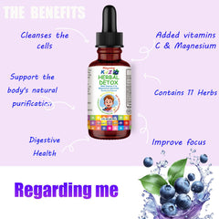 Back label detailing ingredients and dosage for Misyvoing 60ml Blueberry
