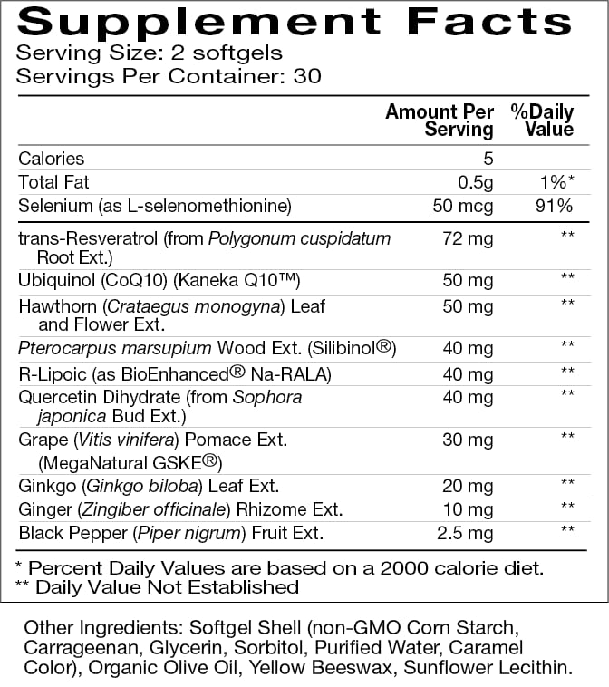 Natura Mito-Gevity bottle label showing ingredients