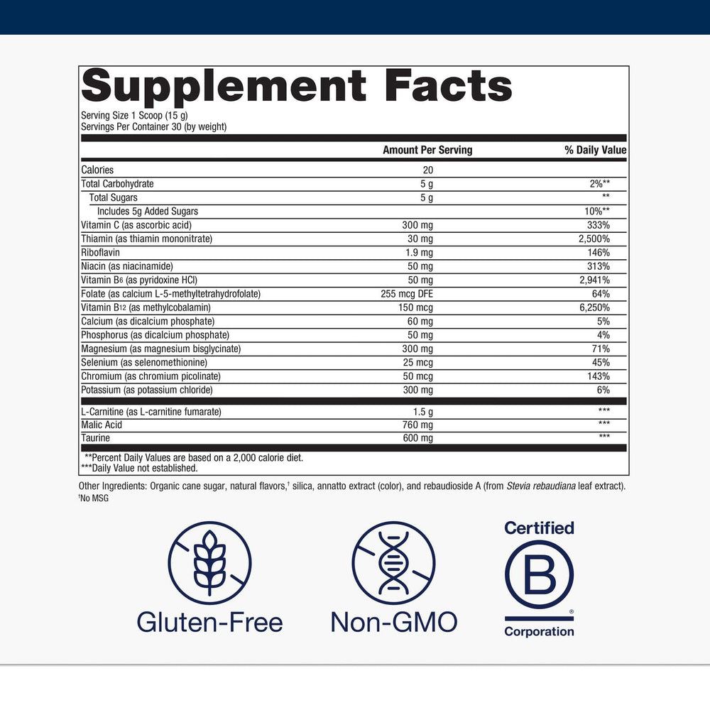 Amino acids graphic highlighting L-carnitine and taurine