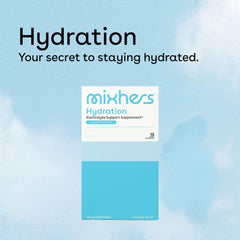 Mixhers Hydration Vitamin C and zinc graphic highlighting minerals for daily use