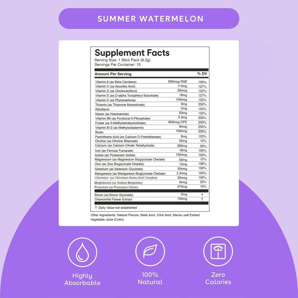 Berry Summer Watermelon flavor drink mix powder for MIXHERS Prenatal+