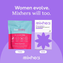 Close-up of MIXHERS Prenatal+ product label
