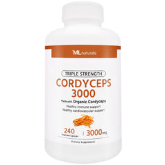 ML Naturals Triple Strength Cordyceps 3000 bottle with 240 capsules