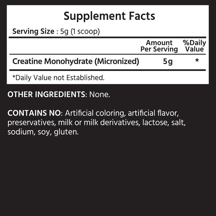 Front view of ML Naturals 500g micronized creatine monohydrate jar