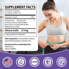 MOBENTU GLP-1 Probiotic capsules closeup for digestive support.