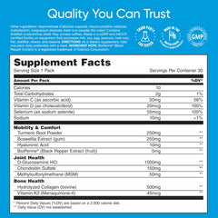 Collagen, Turmeric, Glucosamine, Chondroitin and MSM ingredient highlights
