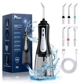 MOCEL Water Dental Flosser held in hand showcasing 350ml tank