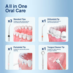 Six interchangeable nozzles for MOCEL oral irrigator