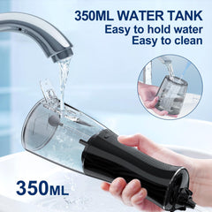IPX7 waterproof design and 350ml tank of MOCEL water flossers
